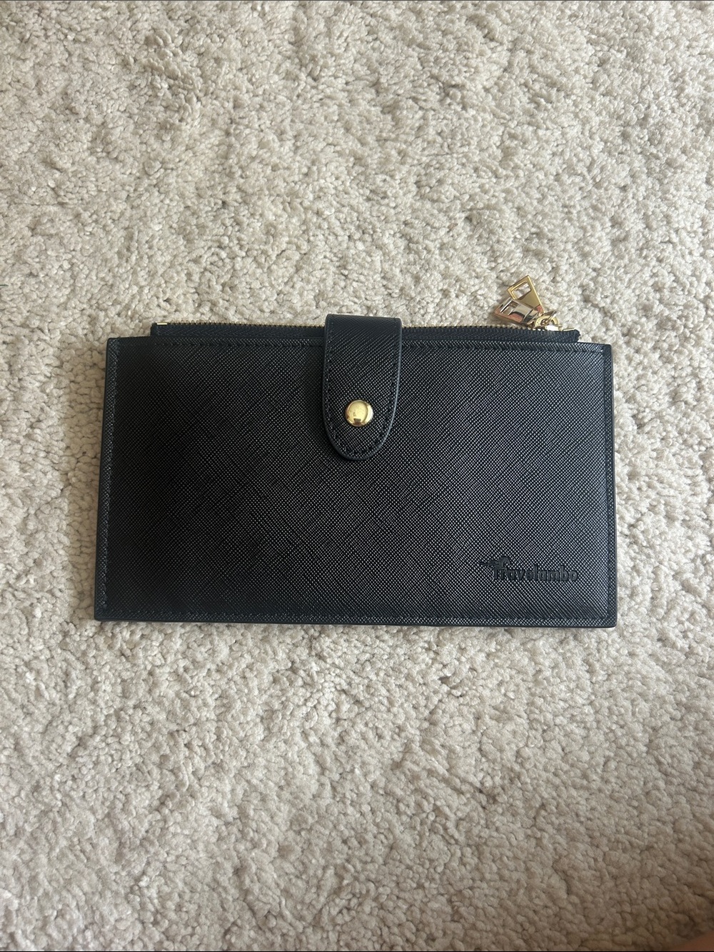 Black Women's Wallet Clutch with Snap-Tab and Zip Pocket